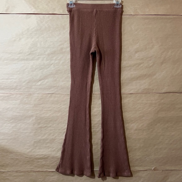 SET Active Waffle Knit Lounge Matching Set Crew Sweatshirt Flare Pants Size XS/S - Picture 15 of 16